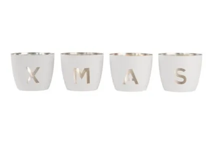 Madras Windlicht-Set XMAS weiß/gold – Produktansicht