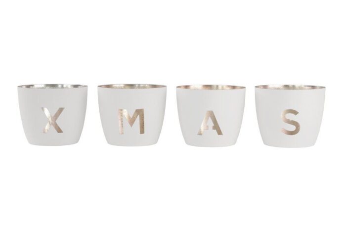 Madras Windlicht-Set XMAS weiß/gold – Produktansicht