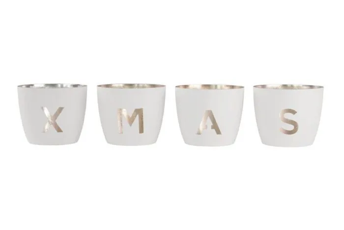Madras Windlicht-Set XMAS weiß/gold – Produktansicht