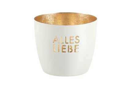 Madras Windlicht Alles Liebe M weiß/gold – Produktansicht