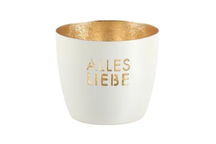 Madras Windlicht Alles Liebe M weiß/gold – Produktansicht