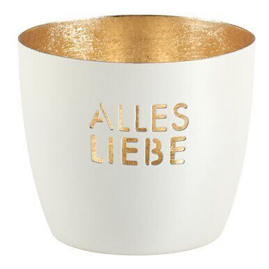 Madras Windlicht Alles Liebe M weiß/gold – Hauptansicht