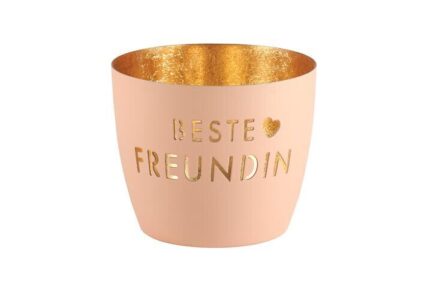 Madras Windlicht M Beste Freundin pastellorange/gold – Produktansicht