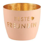 Madras Windlicht M Beste Freundin pastellorange/gold – Hauptansicht