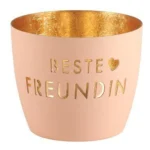 Madras Windlicht M Beste Freundin pastellorange/gold – Hauptansicht