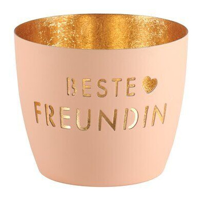 Madras Windlicht M Beste Freundin pastellorange/gold – Hauptansicht