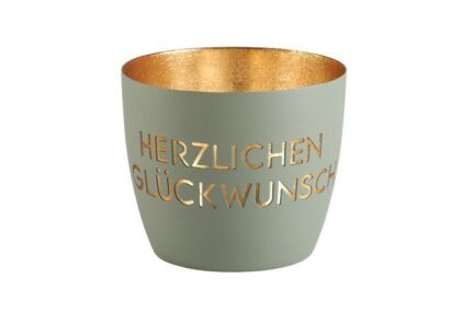 Madras Windlicht M Herzlichen Glückwunsch flanell/gold – Produktansicht