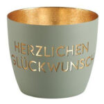 Madras Windlicht M Herzlichen Glückwunsch flanell/gold – Hauptansicht