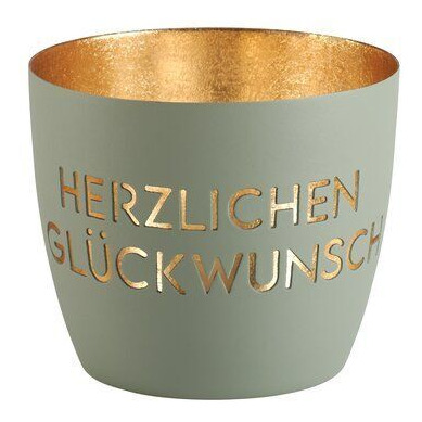 Madras Windlicht M Herzlichen Glückwunsch flanell/gold – Hauptansicht