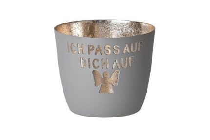 Madras Windlicht M Ich passe auf Dich auf flanell/gold – Produktansicht