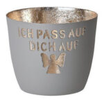 Madras Windlicht M Ich passe auf Dich auf flanell/gold – Hauptansicht