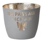 Madras Windlicht M Ich passe auf Dich auf flanell/gold – Hauptansicht