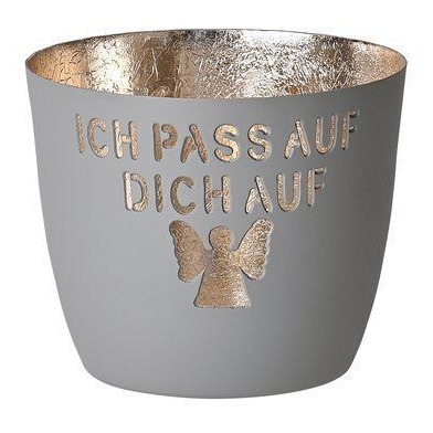 Madras Windlicht M Ich passe auf Dich auf flanell/gold – Hauptansicht