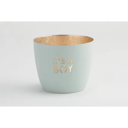 Madras Windlicht M pastellblau/gold – Hauptansicht