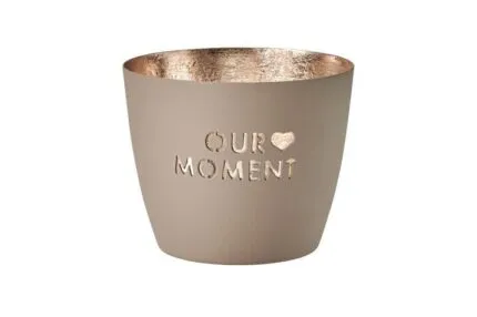 Madras Windlicht M Our Moment sandstone/gold – Produktansicht