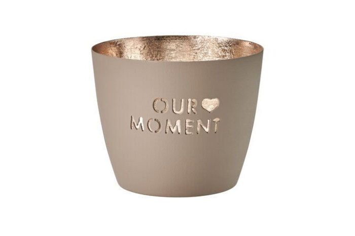 Madras Windlicht M Our Moment sandstone/gold – Produktansicht