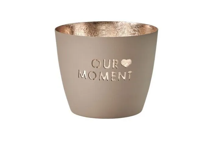 Madras Windlicht M Our Moment sandstone/gold – Produktansicht