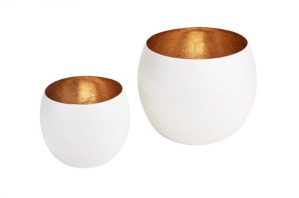 Madras Windlicht Set weiß/nudegold – Produktansicht
