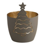 Madras Windlicht Weihnachtsbaum flanell/gold – Hauptansicht