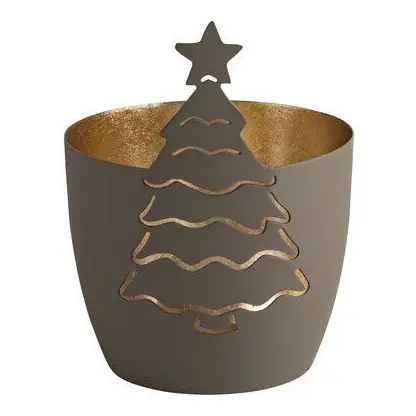 Madras Windlicht Weihnachtsbaum flanell/gold – Hauptansicht