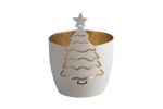 Madras Windlicht Weihnachtsbaum weiß/gold – Produktansicht
