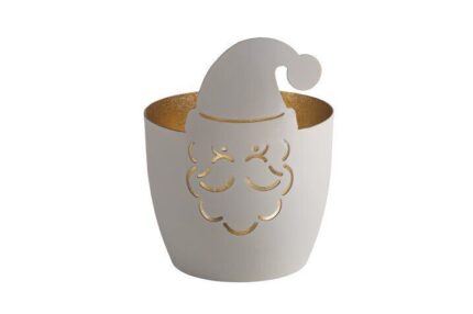 Madras Windlicht Weihnachtsmann weiß/gold – Produktansicht