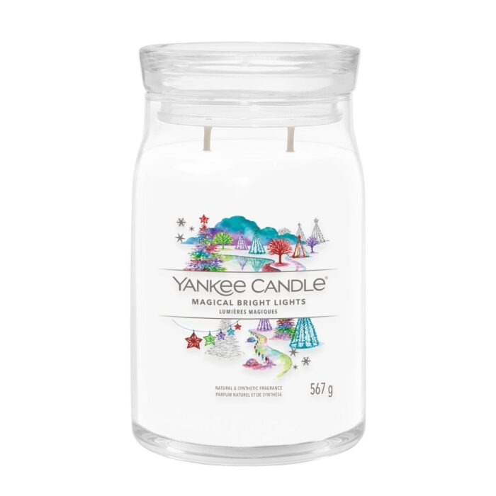 Yankee Candle Kerze im Glas mit zwei Dochten und buntem Baumetikett