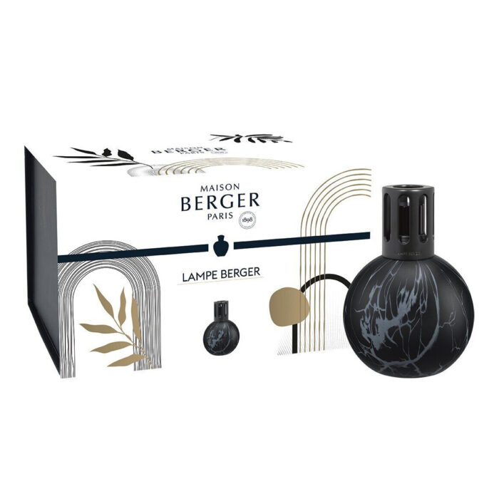 Verpackte Lampe Berger neben abgebildetem schwarzen Produkt