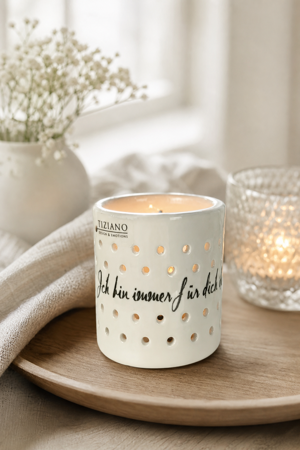 Mazano Kreise 10cm creme/silber in einer stimmungsvollen Anwendungsszene