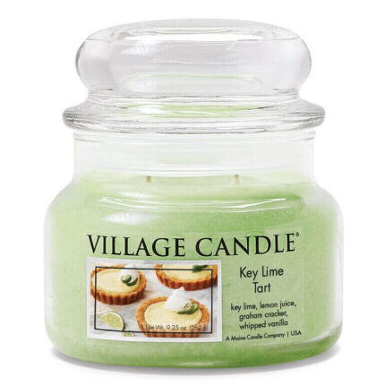 Village Candle Kerze im Glas mit durchsichtigem Deckel und Key-Lime-Tart-Etikett