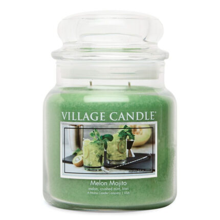 Grüne Melon Mojito Kerze von Village Candle mit durchsichtigem Deckel