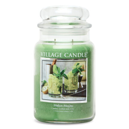 Grüne Village Candle Melon Mojito Kerze im Glas mit transparentem Deckel