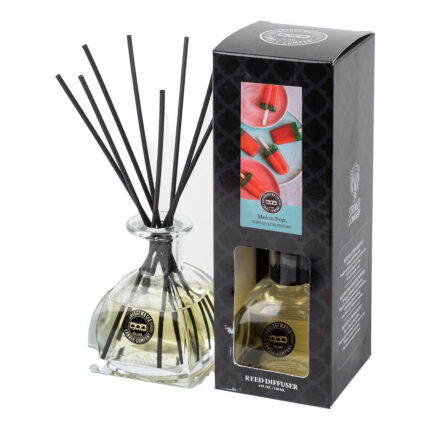 Melon Pop Reed Diffuser mit Duftstäbchen neben geöffneter Verpackung