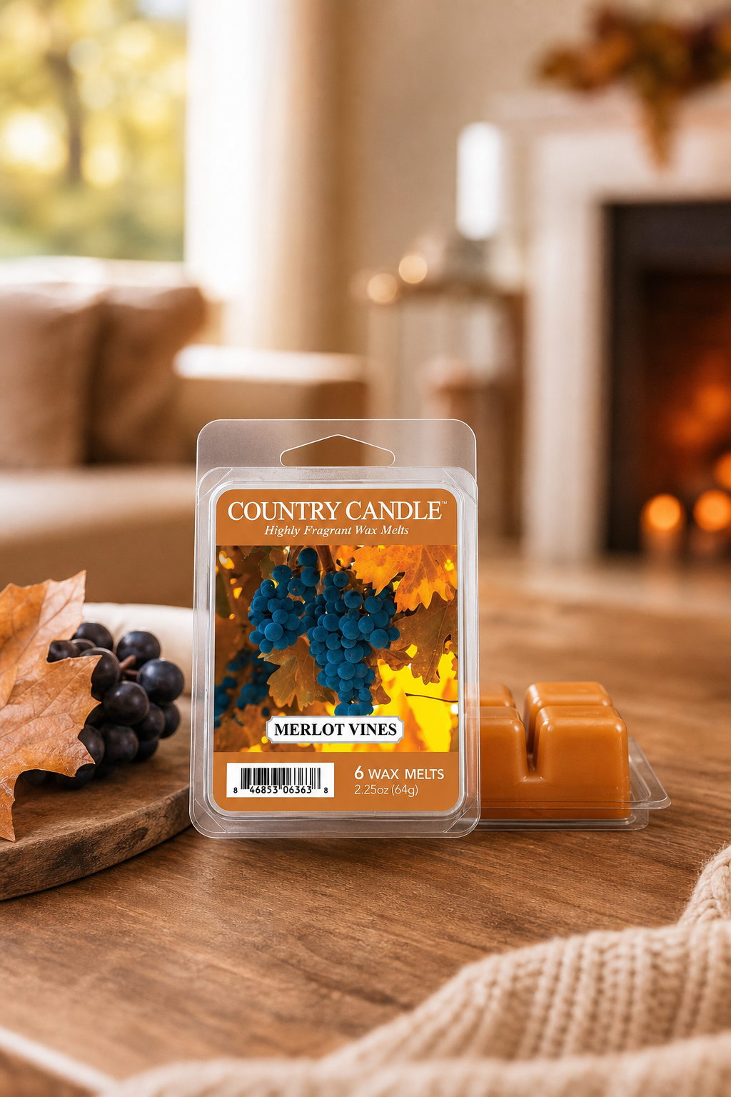 Merlot Vines Wax Melts 64g in einer stimmungsvollen Anwendungsszene