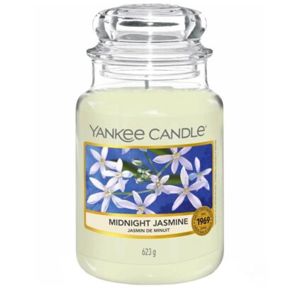 Yankee Candle Midnight Jasmine Kerze im Glas mit Blumenetikett