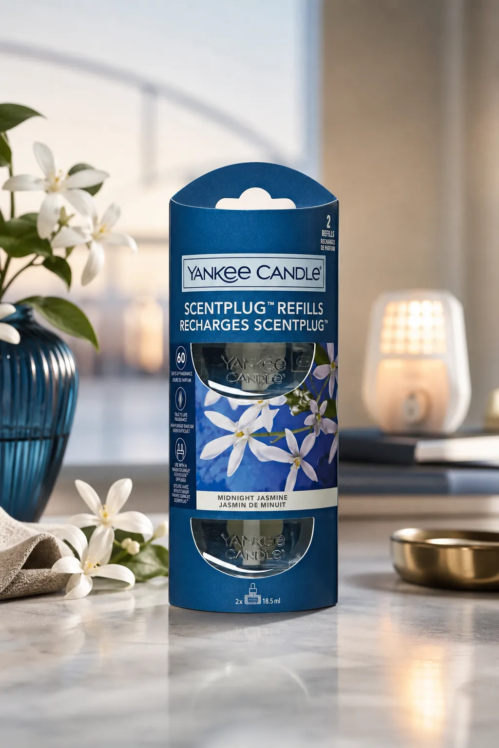 Midnight Jasmine Scent Plug Nachfüllpack in einer stimmungsvollen Anwendungsszene