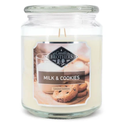Candle Brothers Milk & Cookies Duftkerze im Glas mit Deckel und zwei Dochten