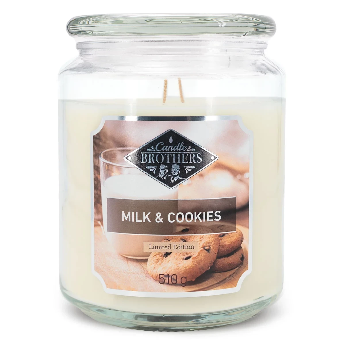 Milk & Cookies Duftkerze Candle Brothers Milk & Cookies Duftkerze im Glas mit Deckel und zwei Dochten