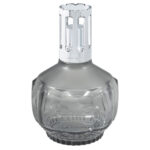 Graue Molecule Lampe Berger mit rundem Glasbehälter und Metallaufsatz