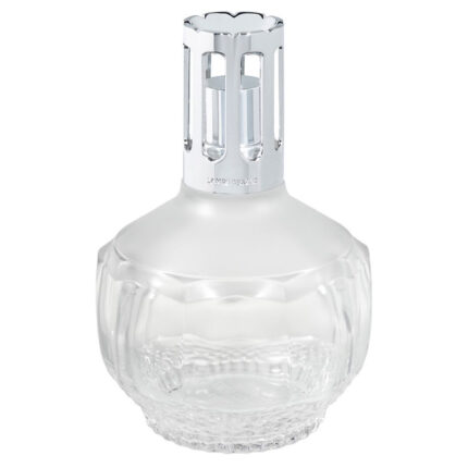 Klare Lampe Berger mit rundem Körper und glänzendem silbernem Schutzaufsatz