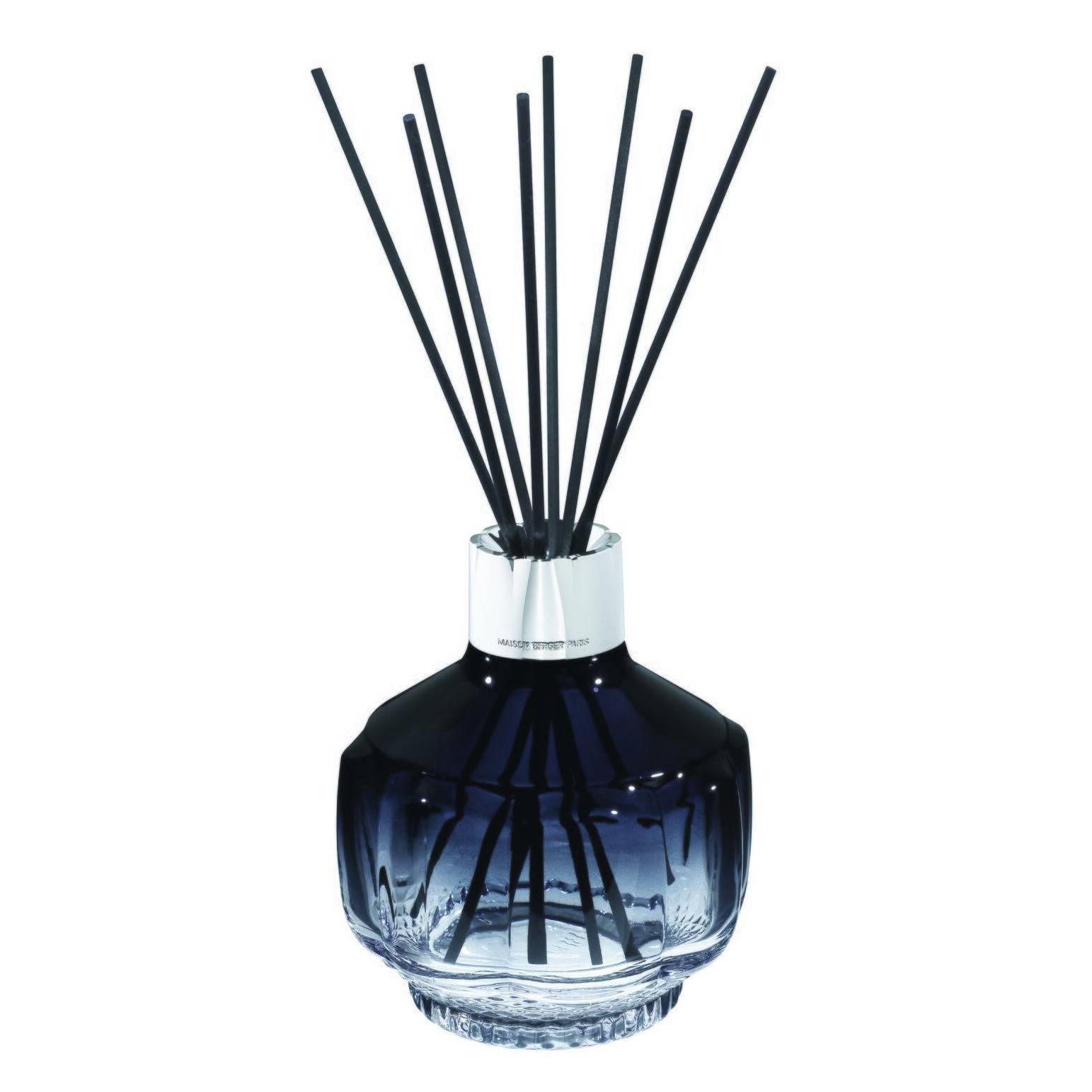 Diffuser mit Duftstäbchen Nachtblauer Diffuser mit schwarzen Duftstäbchen in Nahaufnahme