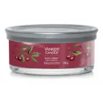 Yankee Candle Black Cherry Duftkerze mit silbernem Deckel und Kirschmotiv