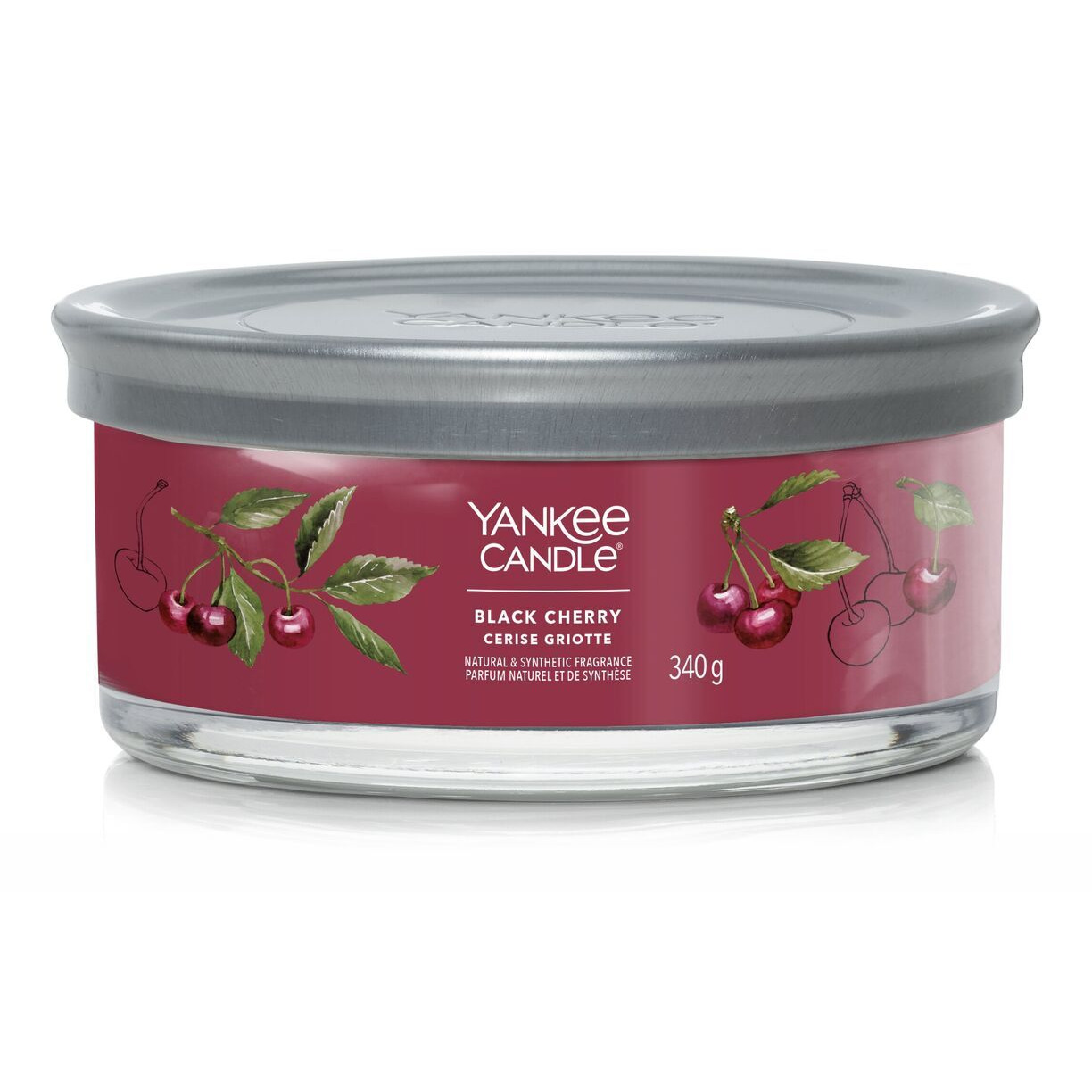 Yankee Candle Black Cherry Kerze Yankee Candle Black Cherry Duftkerze im Glas mit silbernem Deckel