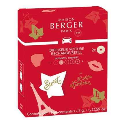 Rote Sweet Nachfüllpackung von Maison Berger Paris mit zwei Autoduft-Nachfüllern
