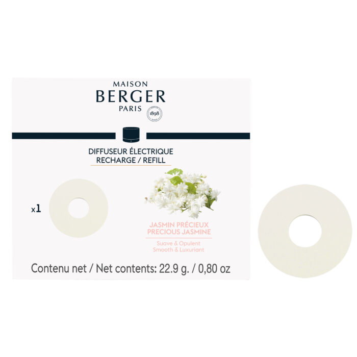 Maison-Berger-Verpackung mit Jasminmotiv und separatem ringförmigem Nachfüller
