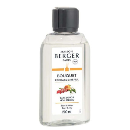Transparente Maison Berger Bouquet Nachfüllflasche mit Goji-Beeren-Aufdruck, 200 ml