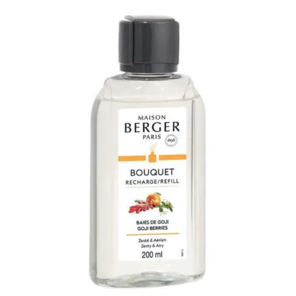 Transparente Maison Berger Bouquet Nachfüllflasche mit Goji-Beeren-Aufdruck, 200 ml