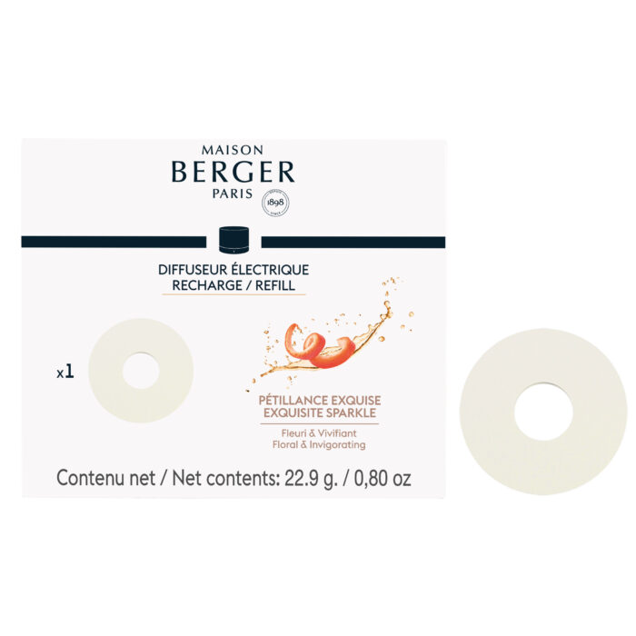 Maison Berger Nachfülleinheit neben bedruckter Verpackung