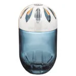 Blaue Lampe Berger mit silberner Kappe in Frontalansicht