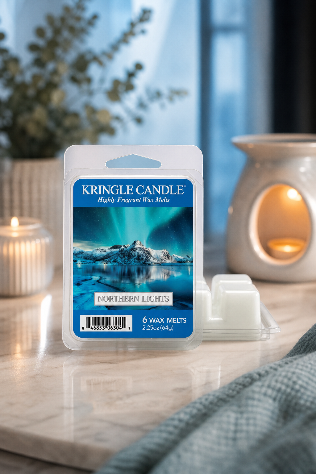 Northern Lights Wax Melts 64g in einer stimmungsvollen Anwendungsszene